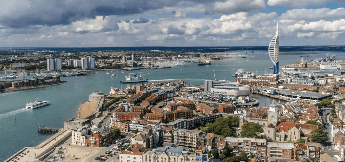 Aerial view of portsmouth dock
